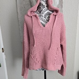 No Boundaries Pink V-Neck Sweater